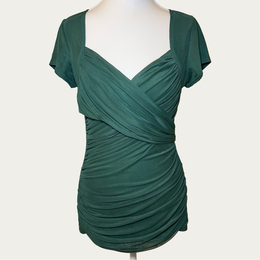 PattyBoutik Women’s‎ Deep Green Blouse Ruching Size Medium